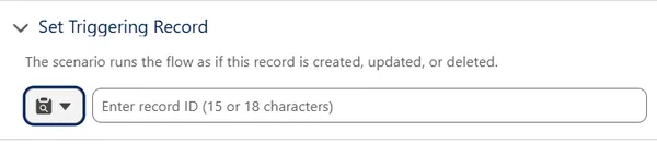 Set Triggering Record control in Flow Builder with a field for entering a 15- or 18-character record ID